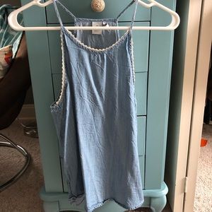 Denim with lace top neck tank